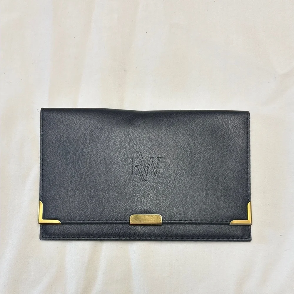 Black Leather Wallet with Gold Accents